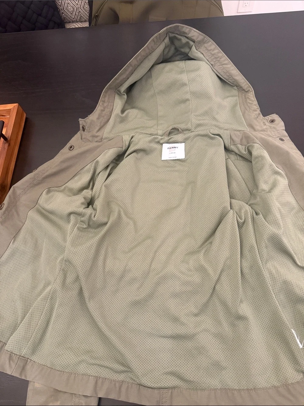 Girls Old Navy Olive Utility Hooded Jacket for Kids size L 10-12